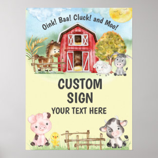 Customise Your Own Farm Theme Birthday Party Sign