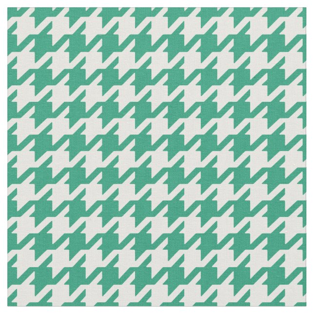 Customise your own green white houndstooth pattern fabric (Close Up)