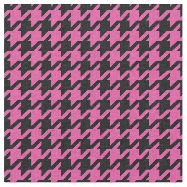 Customise your own pink black houndstooth pattern fabric (Close Up)