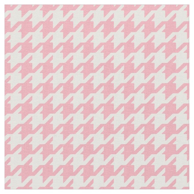 Customise your own pink houndstooth pattern fabric (Close Up)