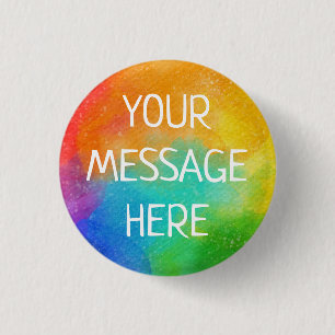 Customise your own rainbow watercolor   3 cm round badge