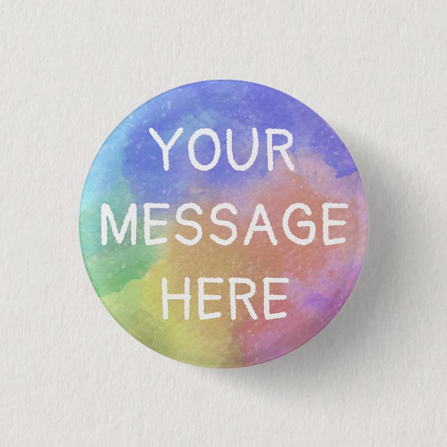 Customise your own rainbow watercolor   3 cm round badge (Front)