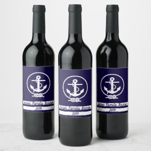 Customise your own Stylish Elegant Nautical Theme Wine Label