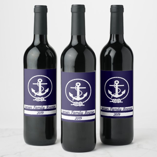 Customise your own Stylish Elegant Nautical Theme Wine Label (Bottles)