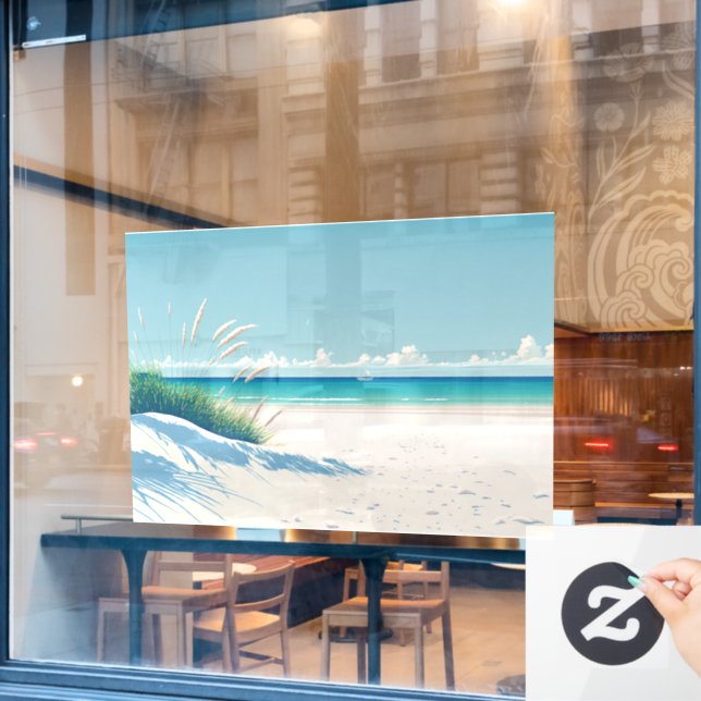 Customise Your Own White Sea Beach with Sunny Sky  (Cafe Window)
