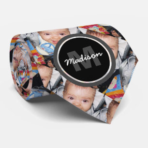 Customise Your photo pattern Custom Monogram Tie