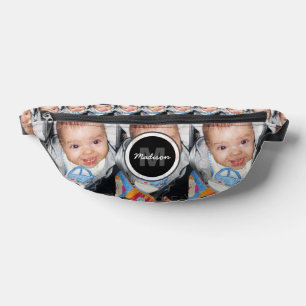 Customise Your photo pattern monogram name Black Bum Bags
