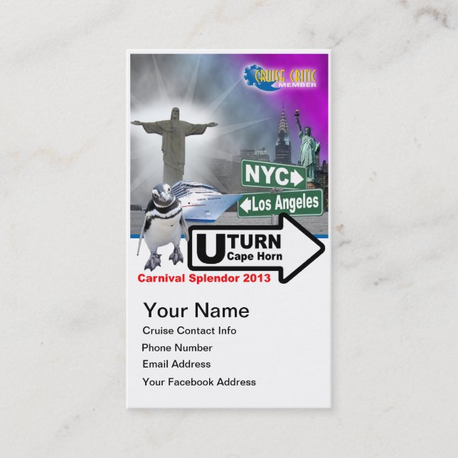 Customise Your Sally The Penguin CC Cruise Cards (Front)