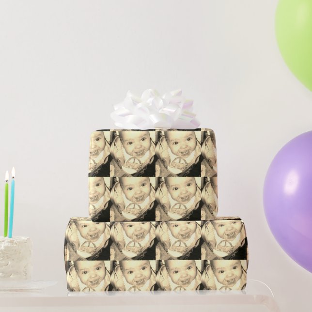 Customise Your sepia photo pattern  Wrapping Paper (Party Gifts)