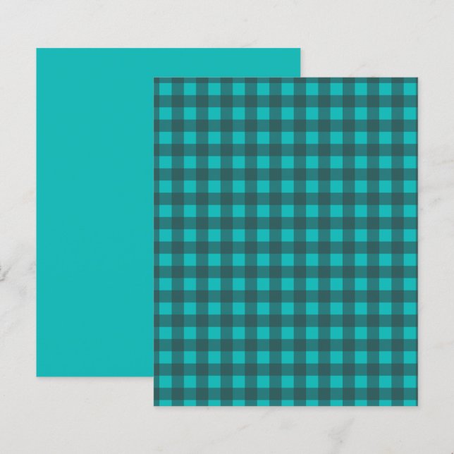 Customise Your Text Teal Check Plaid Pattern Paper (Front/Back)