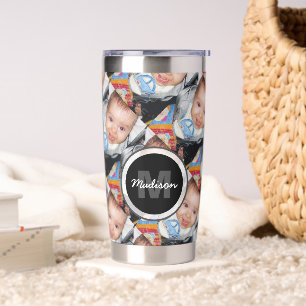 Customise Your vertical photo pattern Monogram Insulated Tumbler