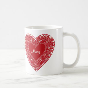 Customise Your Vintage Lace Heart Mug