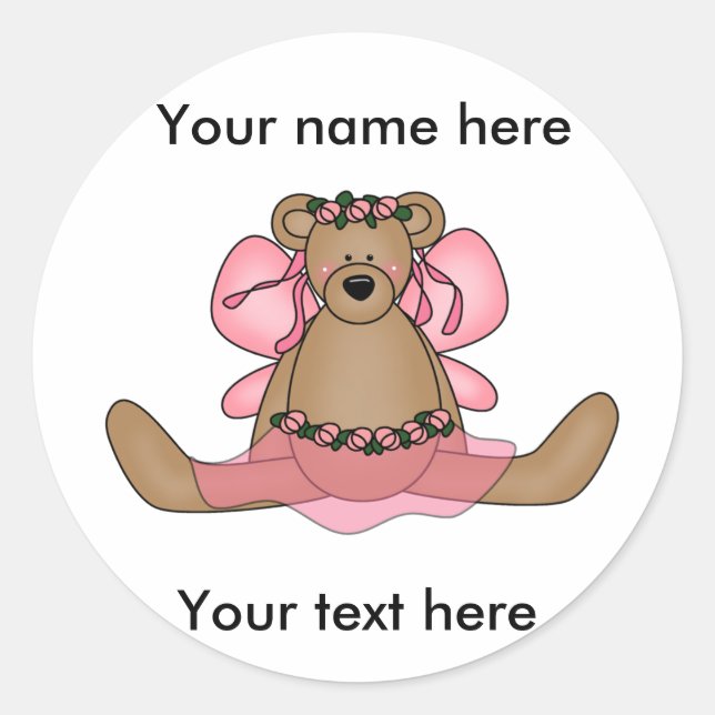 Customise Yourself Ballerina Bear Classic Round Sticker (Front)