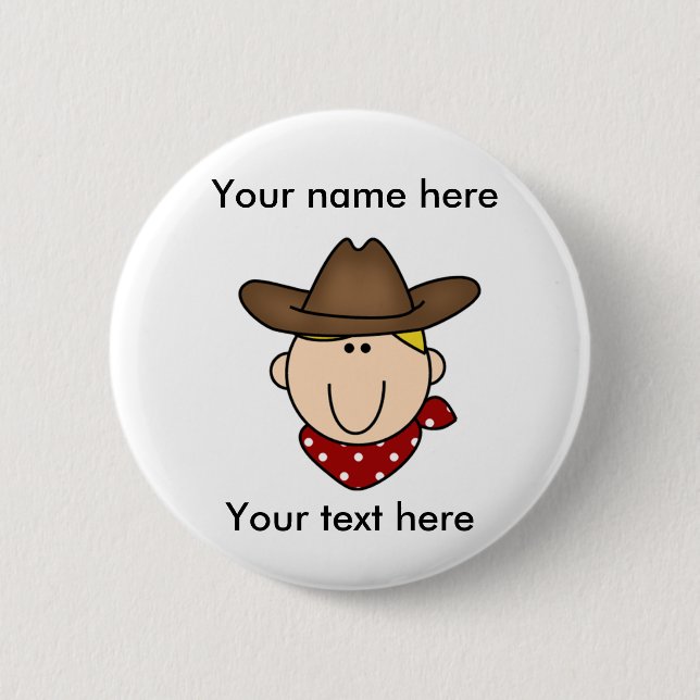 Customise Yourself Blonde Cowboy 6 Cm Round Badge (Front)