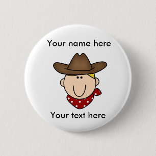 Customise Yourself Blonde Cowboy 6 Cm Round Badge