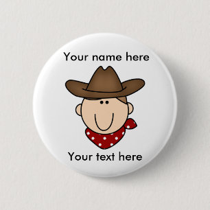 Customise Yourself Brown cowboy 6 Cm Round Badge