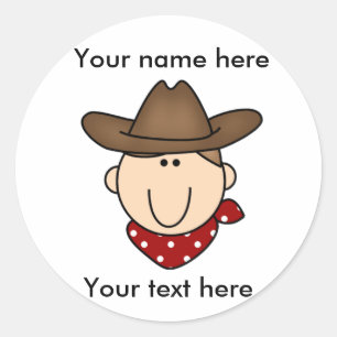 Customise Yourself Brown Cowboy Classic Round Sticker
