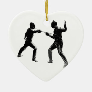 Customiseable Vintage fencing Gifts Ceramic Tree Decoration