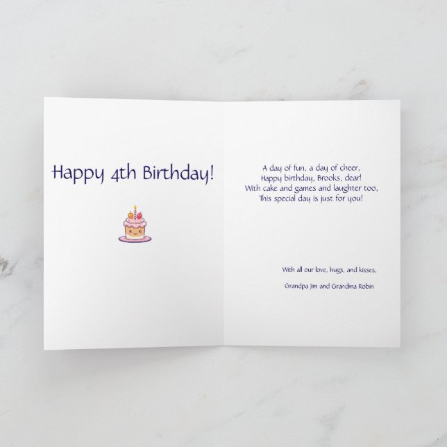 Customised "3D" Great Grandson Birthday Poem Card (Inside)