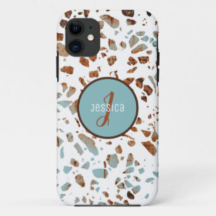 Customised Abstract Terrazzo Brown & Blue Pattern  Case-Mate iPhone Case