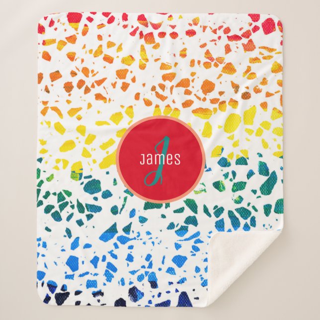 Customised Abstract Terrazzo Colourful Pattern Sherpa Blanket (Front)