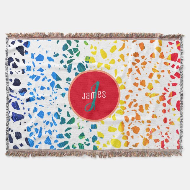 Customised Abstract Terrazzo Colourful Pattern Throw Blanket (Front)