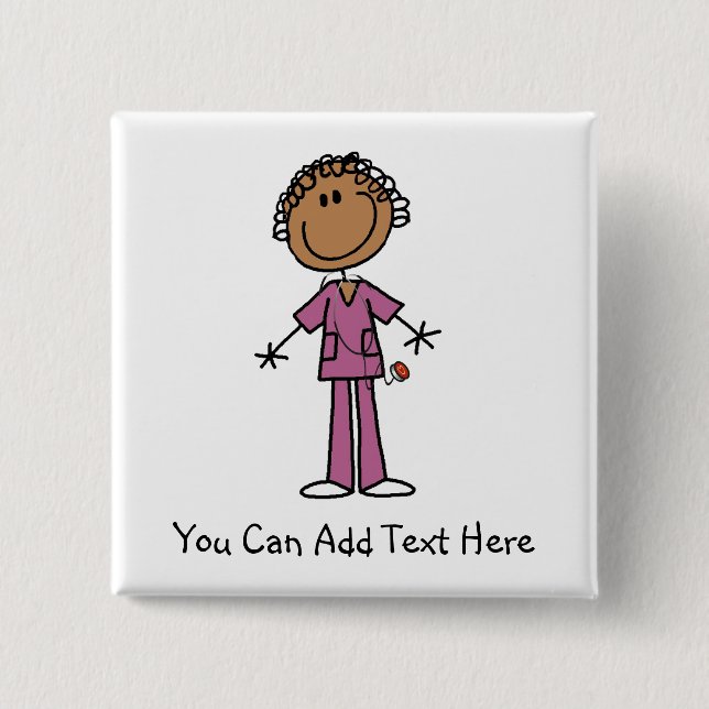 Customised African American Nurse  Button (Front)
