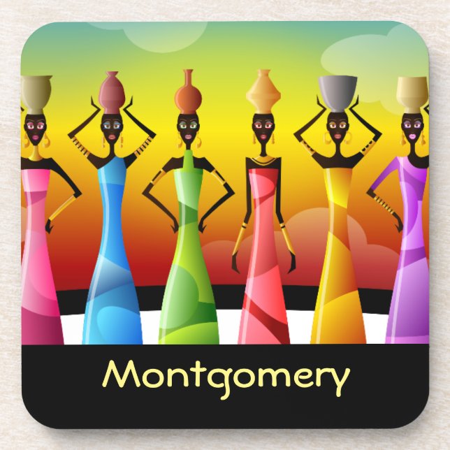 Customised African Women with Pottery Coaster (Front)