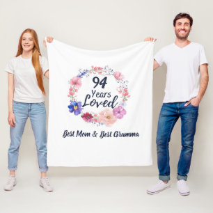 Customised Age Personalised Years Loved 94 Years Fleece Blanket