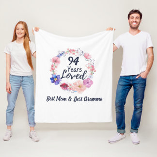 Customised Age Personalised Years Loved 94 Years Fleece Blanket