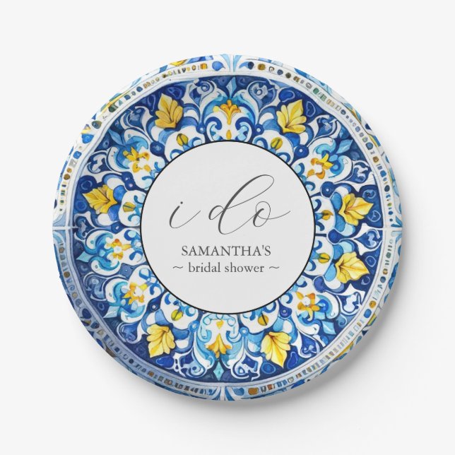 Customised Amalfi Coast Bridal Shower Paper Plates (Front)