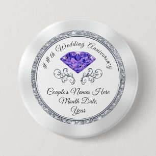 Customised Amethyst Anniversary Favours Anniversar 7.5 Cm Round Badge