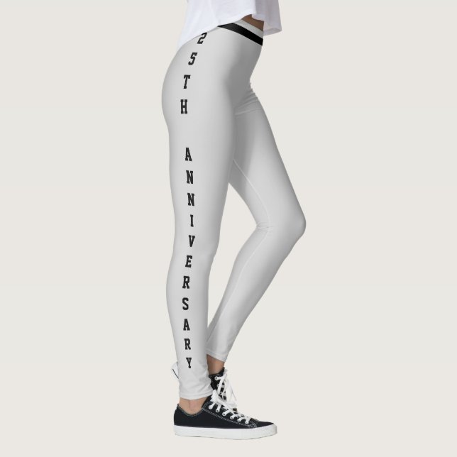 Customised Anniversary Day Silver Black Monogram Leggings (Right)