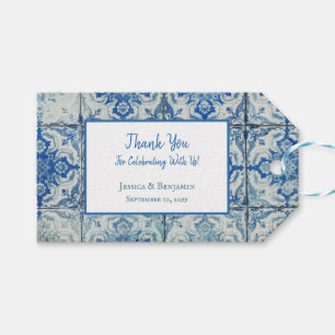 Customised Antique Vintage Portuguese Tile Pattern Gift Tags