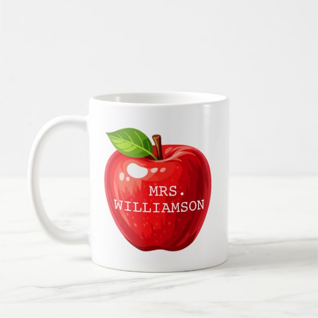 Customised Apple Teacher Gift Coffee Mug (Left)