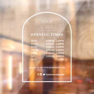 Customised Arch Frame Business Logo Opening Hours