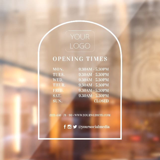 Customised Arch Frame Business Logo Opening Hours (Sheet 2)