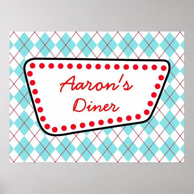 Customised Argyle Diner Sign Poster (Front)