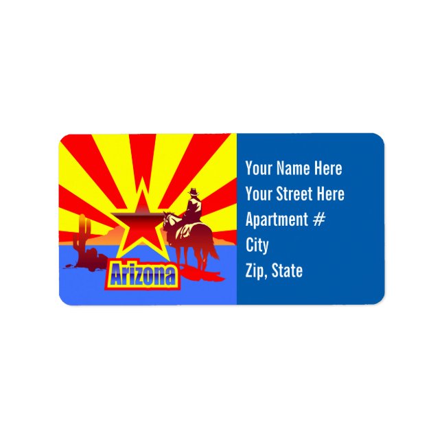 Customised Arizona State Flag Vintage Drawing Label (Front)