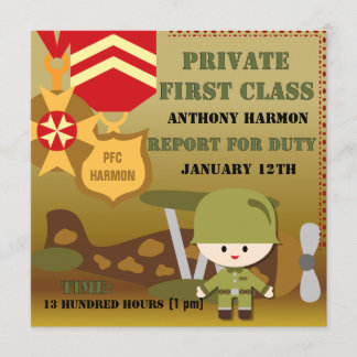 Customised Army Birthday Invitations