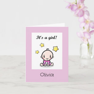 Customised Baby Girl Congratulations With Text, Card