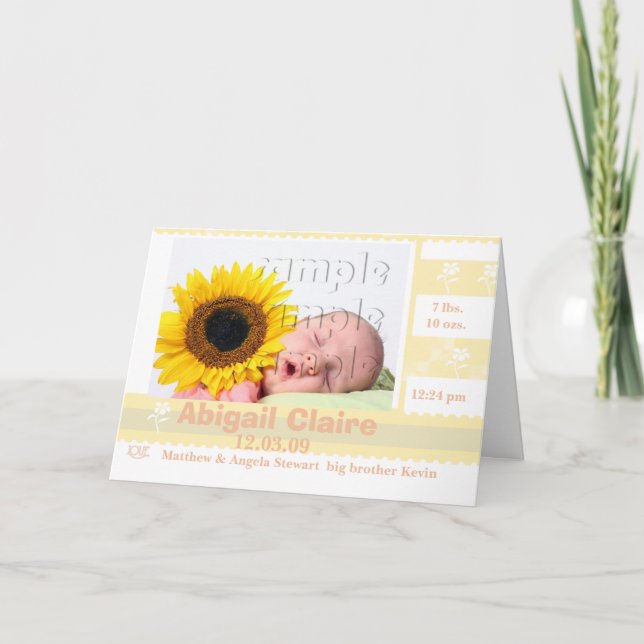 Customised Baby Photo Birth Announcement Card (Front)