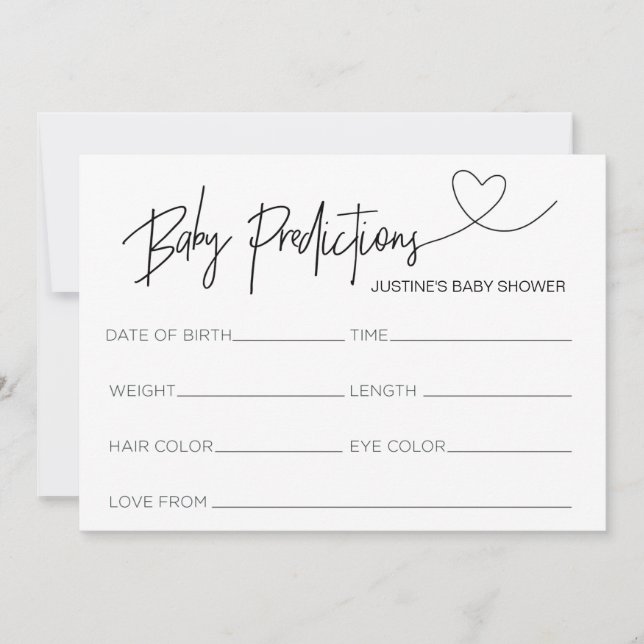 Customised Baby Shower Prediction Card Game Heart (Front)