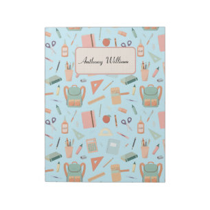 Customised back to school green pattern notepad