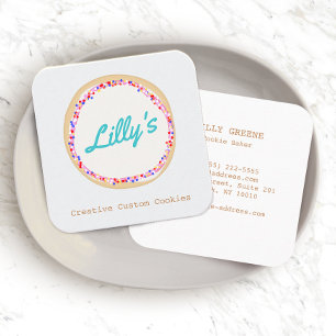 Customised Bakery Personalised Cookie Logo Square Business Card