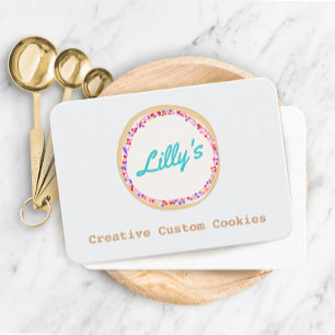 Customised Bakery Personalised Cookie Logo Square  Business Card