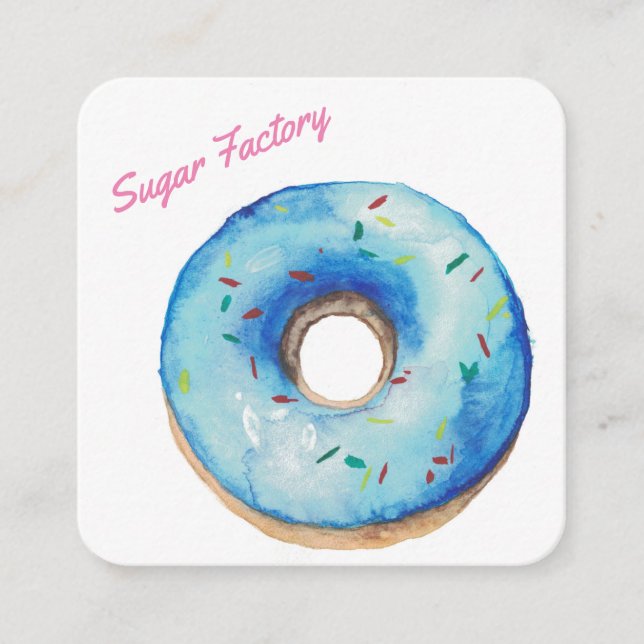 Customised Bakery Personalised Doughnut Logo Square Business Card (Front)