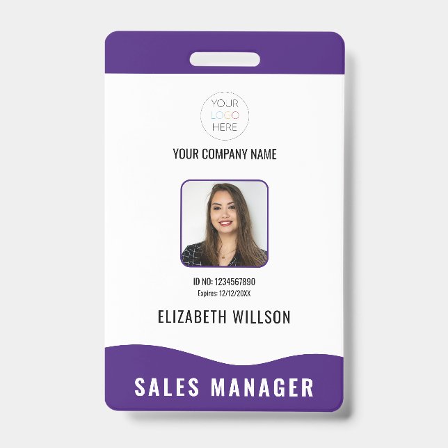 Customised Bar Code, Logo, Name, Photo Employee ID Badge (Front)