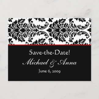 Customised Baroque Black & Red Save The Date Announcement Postcard
