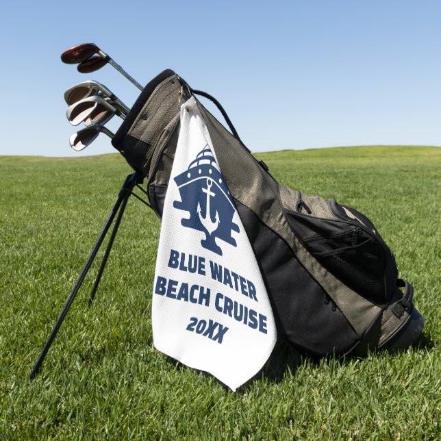 Customised Beach Cruise Nautical Anchor Golf Towel (Green)